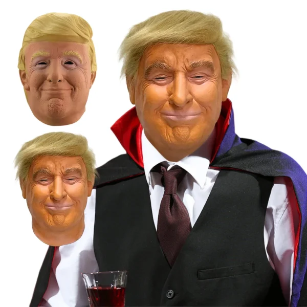 Donald Trump Latex Full Head Face Mask – Realistic Celebrity Costume Mask for Adults - Image 2