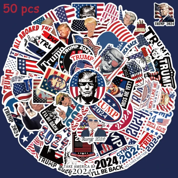 50pcs Trump Mr. American Stickers – Fun Waterproof Vinyl