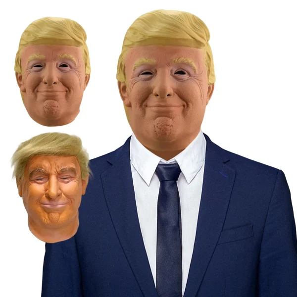 Donald Trump Latex Full Head Face Mask – Realistic Celebrity Costume Mask for Adults - Image 3